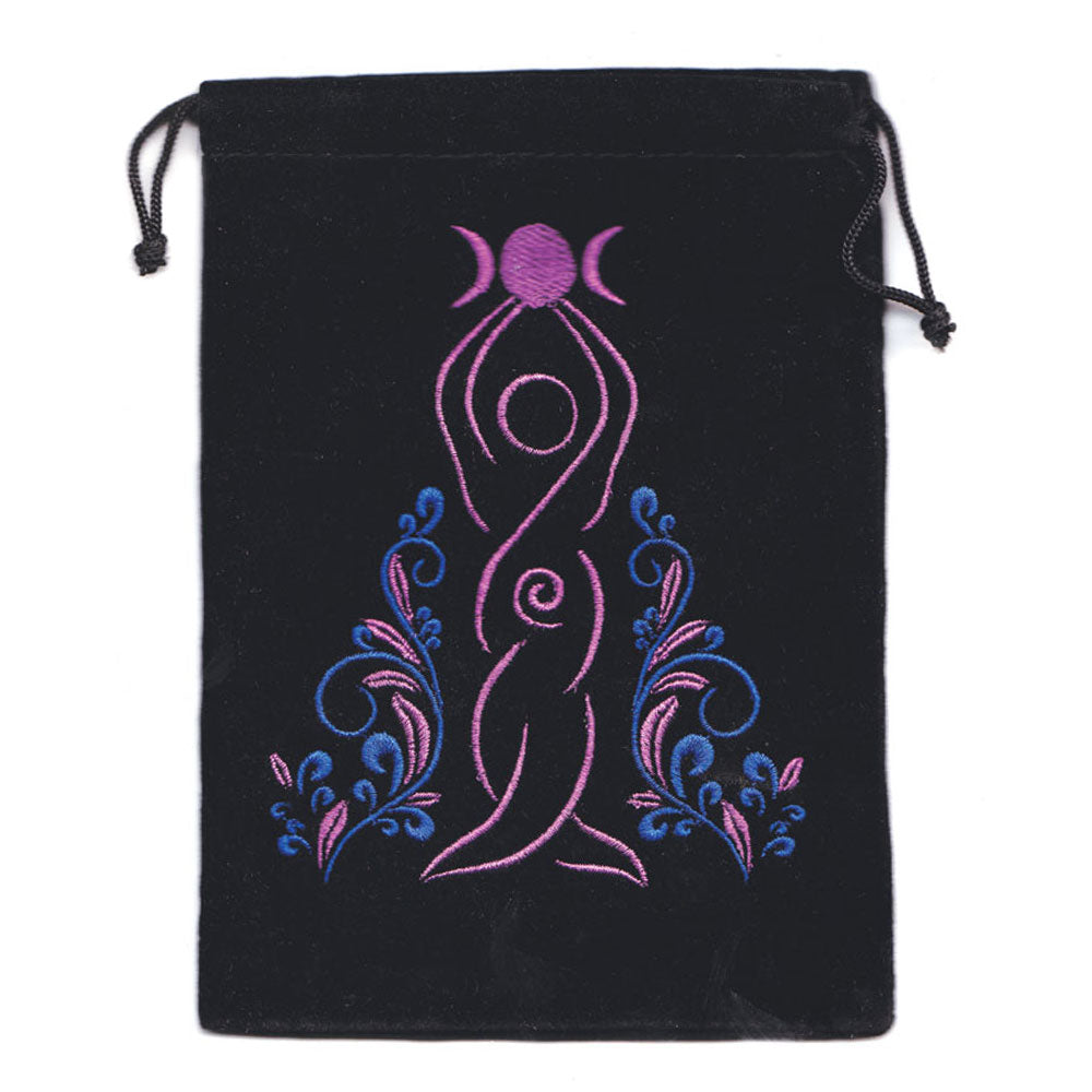 Set of 10 Goddess Embroidered Velveteen Bags