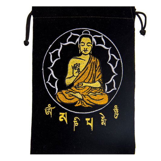 Set of 10 Buddha Embroidered Velveteen Bags