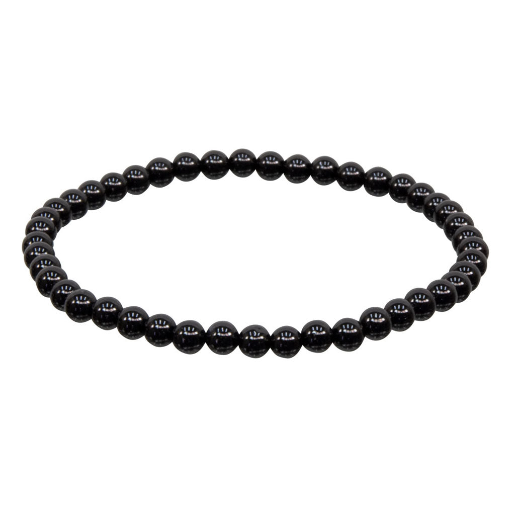 Black Obsidian Round Bead Bracelet (4mm)