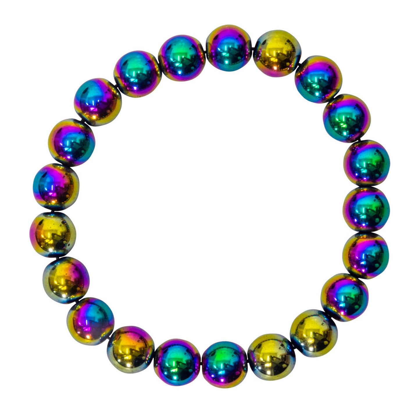 Rainbow Hematite Round Bead Bracelet (8mm)