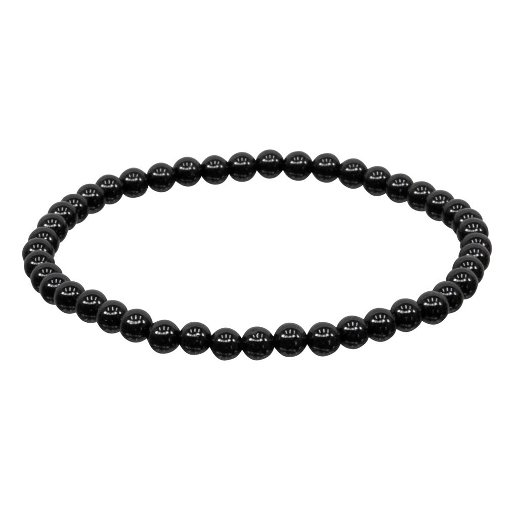 Jet Round Bead Bracelet (4mm)