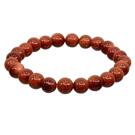 Red Goldstone Round Bead Bracelet (8mm)