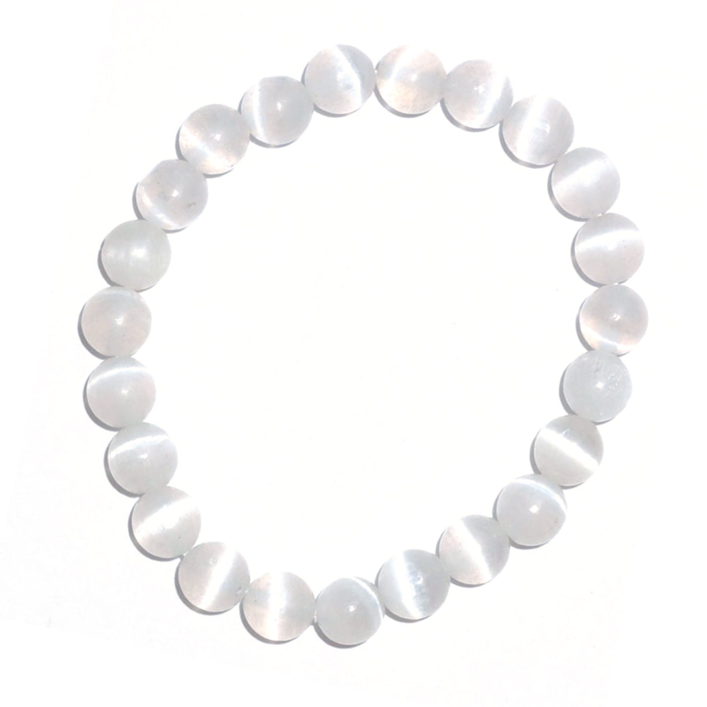 Selenite Round Bead Bracelet (8mm)