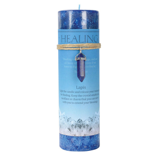 Healing Pillar Candle with Lapis Pendant