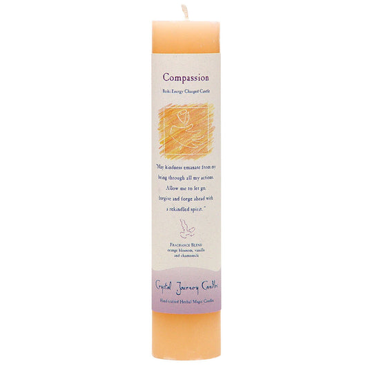 Compassion Reiki Charged Pillar Candle by Crystal Journey