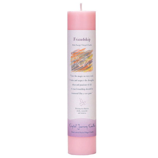 Friendship Reiki Charged Pillar Candle by Crystal Journey