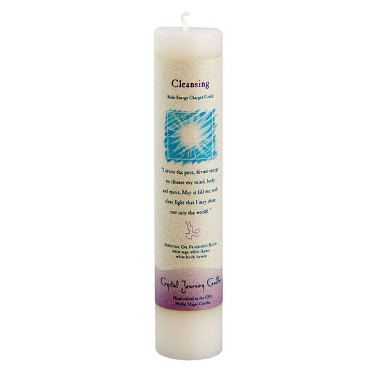 Cleansing Reiki Charged Pillar Candle by Crystal Journey