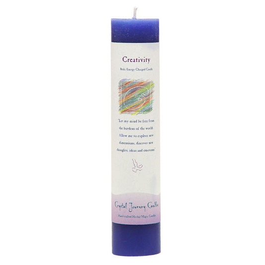 Creativity Reiki Charged Pillar Candle by Crystal Journey