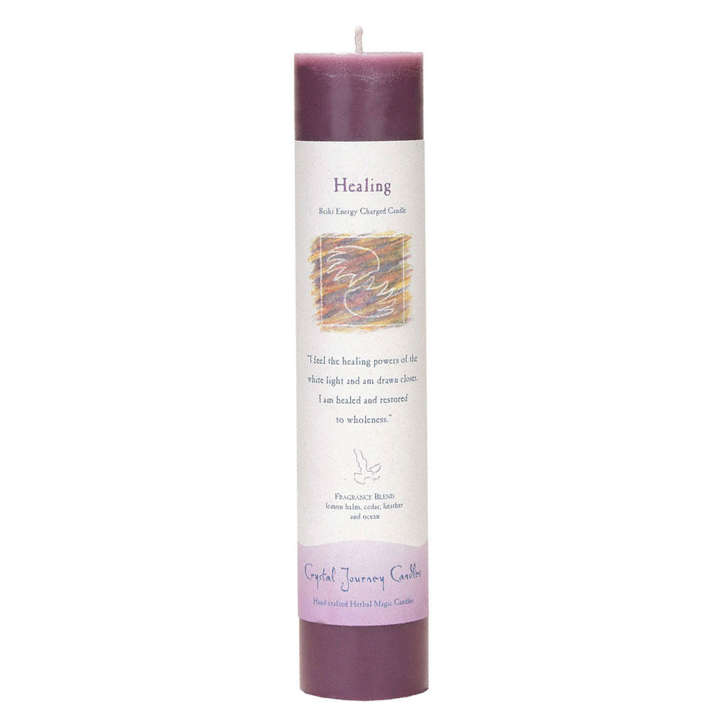 Healing Reiki Charged Pillar Candle by Crystal Journey