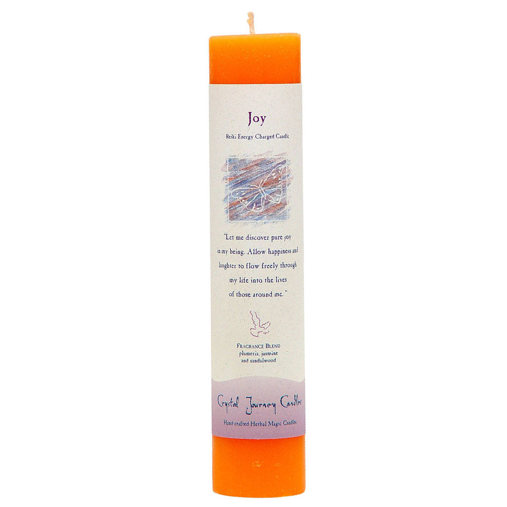 Joy Reiki Charged Pillar Candle by Crystal Journey