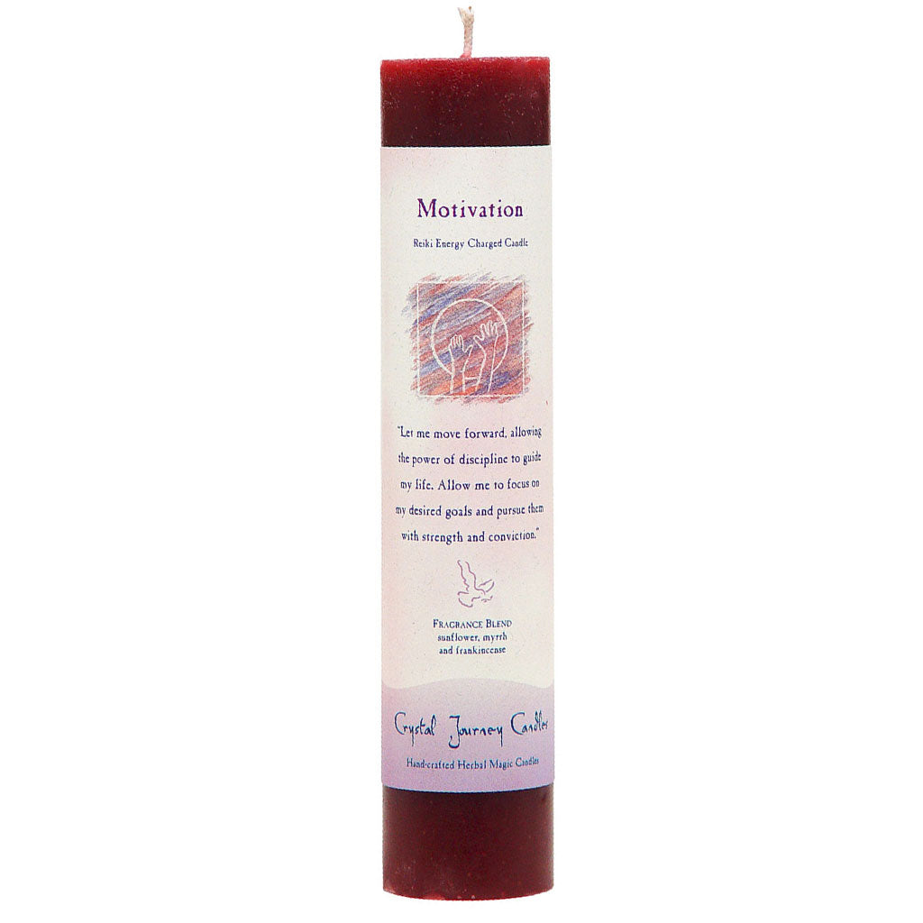 Motivation Reiki Charged Pillar Candle by Crystal Journey