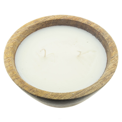 Full Moon Candle in Wood Container