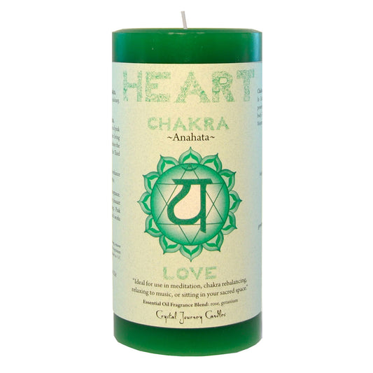 Heart Chakra Pillar Candle by Crystal Journey