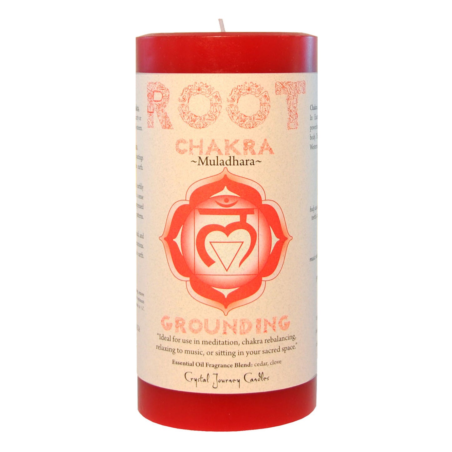 Root Chakra Pillar Candle by Crystal Journey