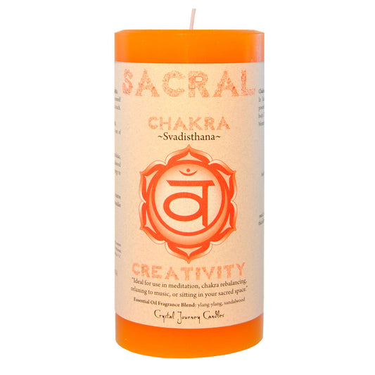 Sacral Chakra Pillar Candle by Crystal Journey