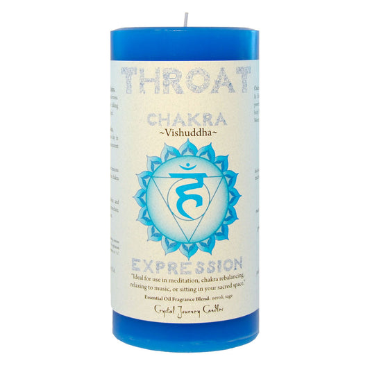 Throat Chakra Pillar Candle by Crystal Journey