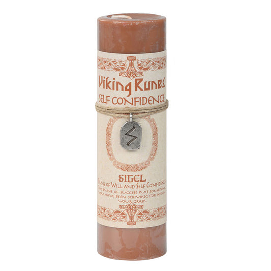 Self-Confidence Pillar Candle with Sigel Rune Pendant