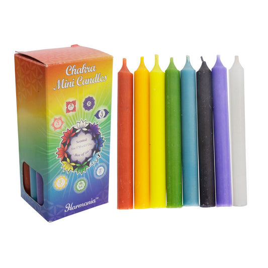 Chakra Colors Mini Candles (5 Inches) - Box of 20