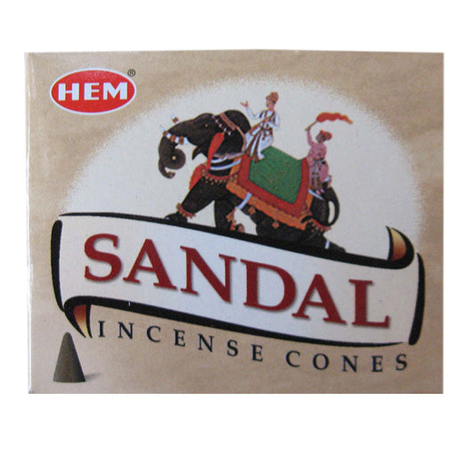 Sandal Incense Cones by HEM (Box of 10 Cones)