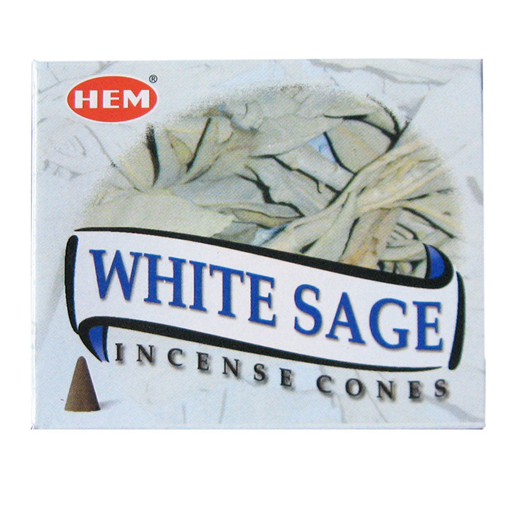 White Sage Incense Cones by HEM (Box of 10 Cones)