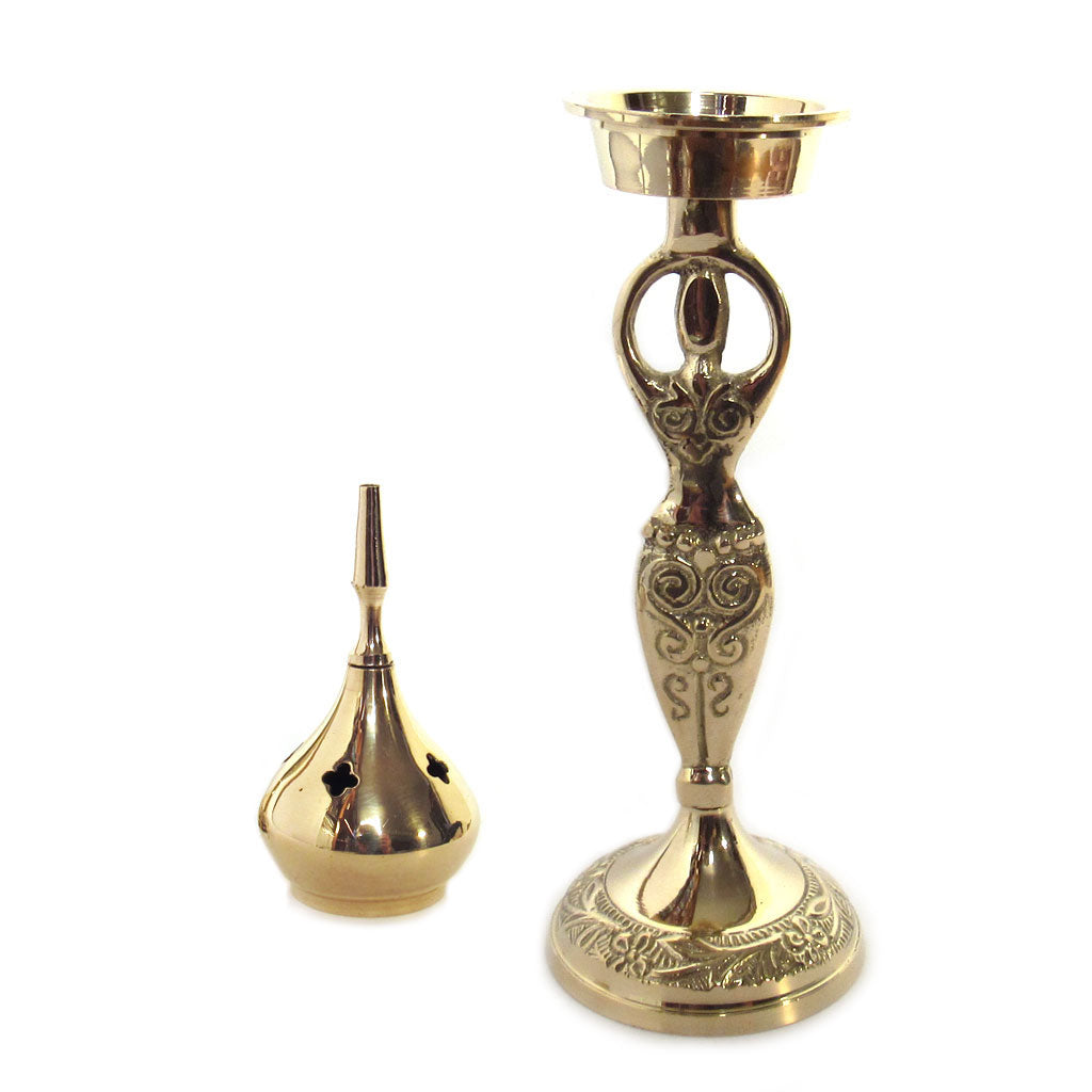 Goddess Brass Incense Burner