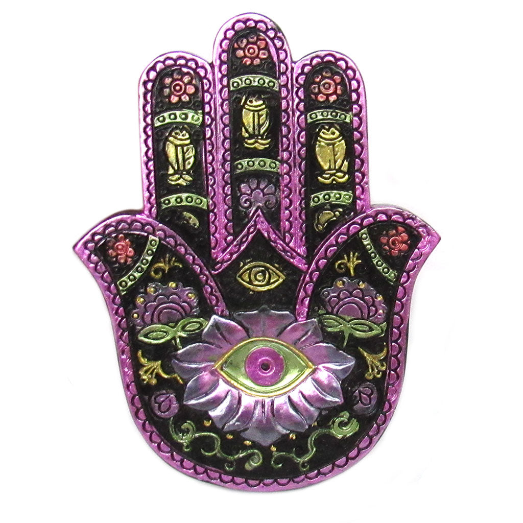 Hamsa Incense Burner (Black and Fuchsia)