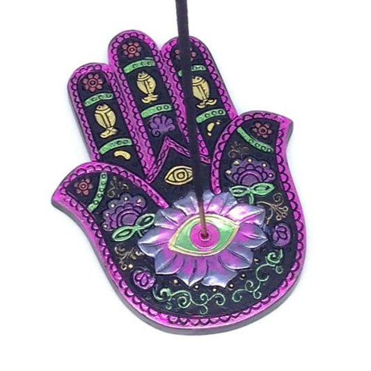 Hamsa Incense Burner (Black and Fuchsia)