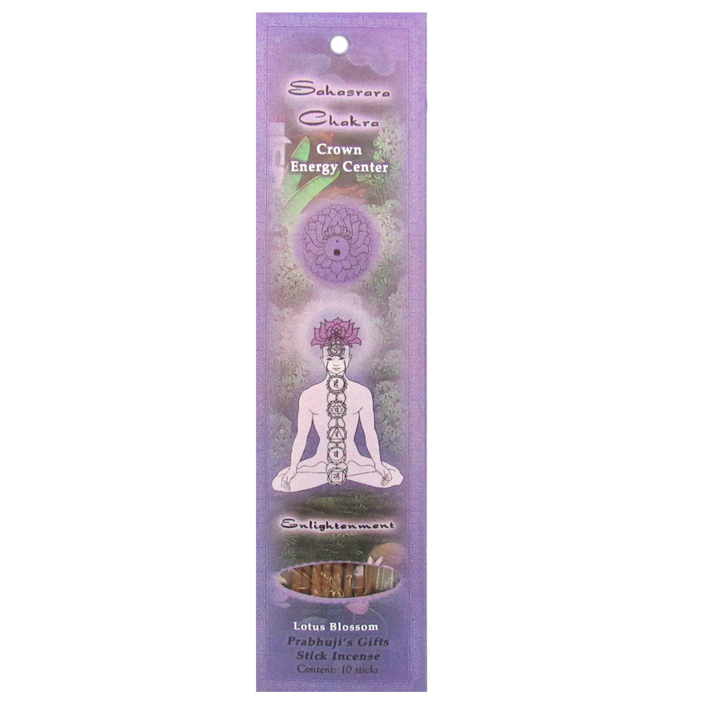 Sahasrara (Crown) Chakra Incense Sticks by Prabhuji's (Package of 10)