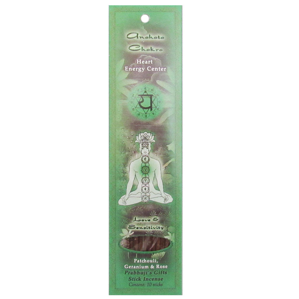 Anahata (Heart) Chakra Incense Sticks by Prabhuji's (Package of 10)