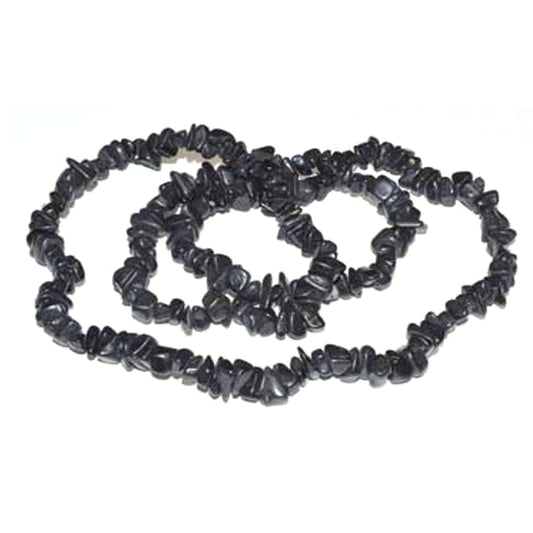 Black Stone Chip Necklace (32 Inches)