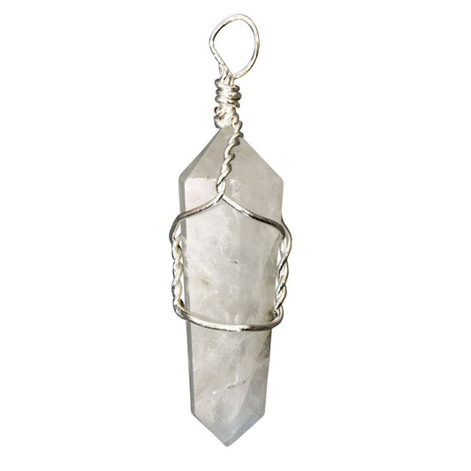 Set of 5 Wire-Wrapped Pendant Points - Clear Quartz