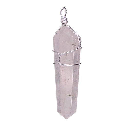 Set of 5 Wire-Wrapped Pendant Points - Rose Quartz