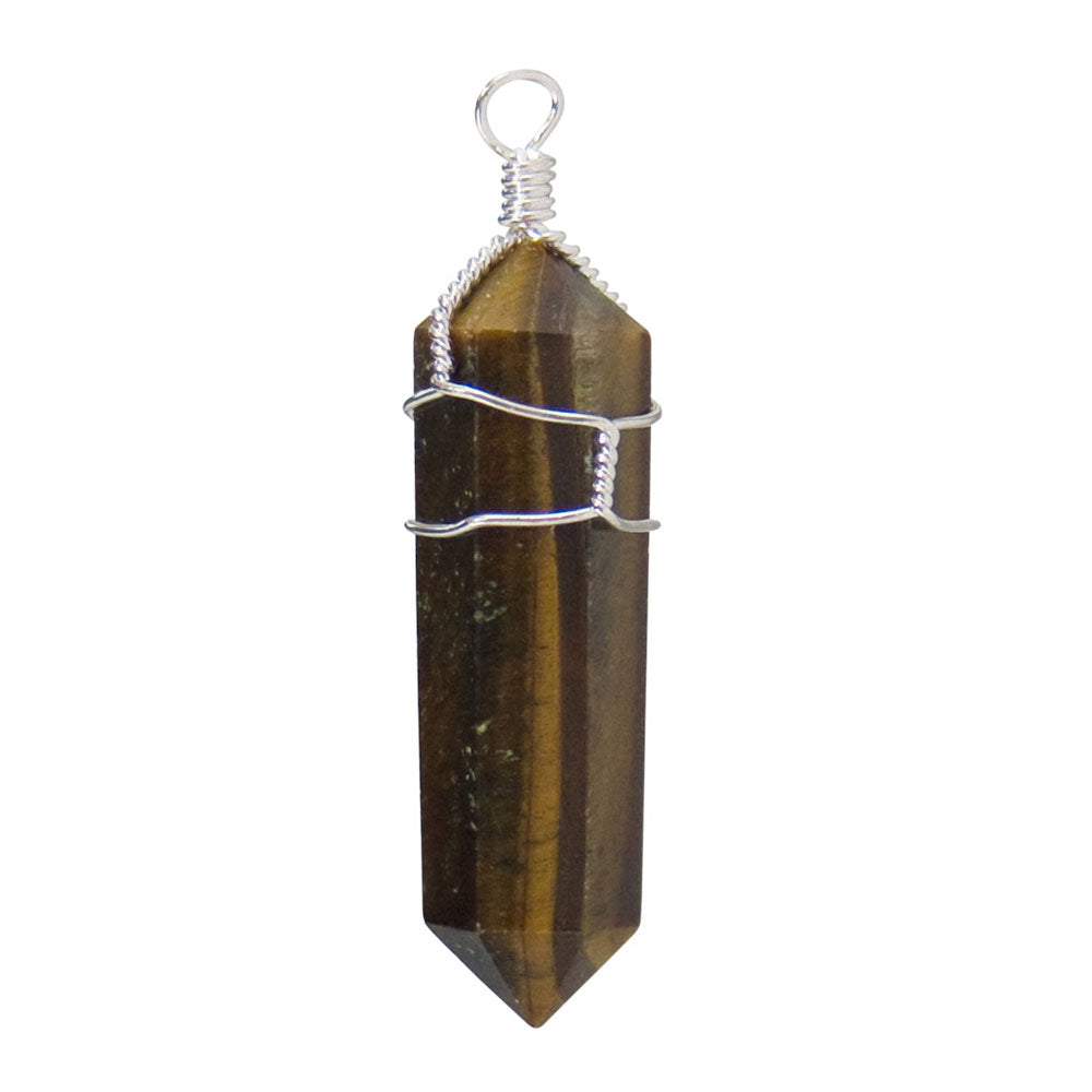 Set of 5 Wire-Wrapped Pendant Points - Tiger's Eye