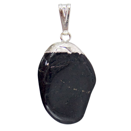 Black Tourmaline Tumbled Pendant