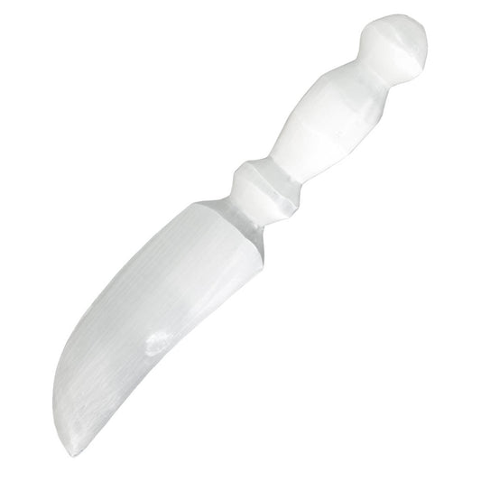 Large Selenite Crescent Athame