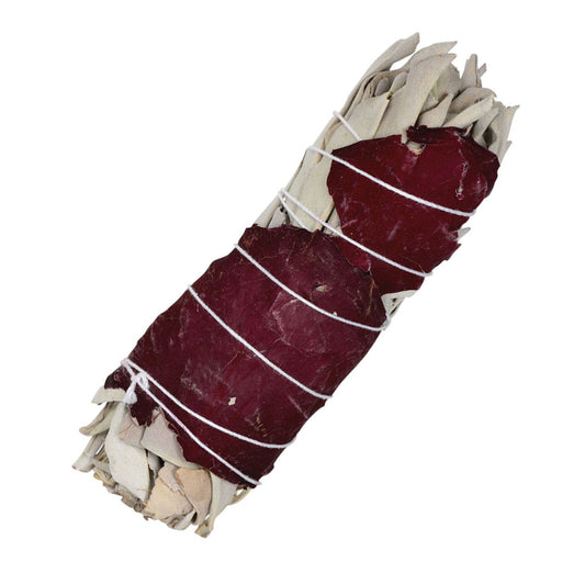 White Sage and Rose Petal Smudge Stick (4 Inches)