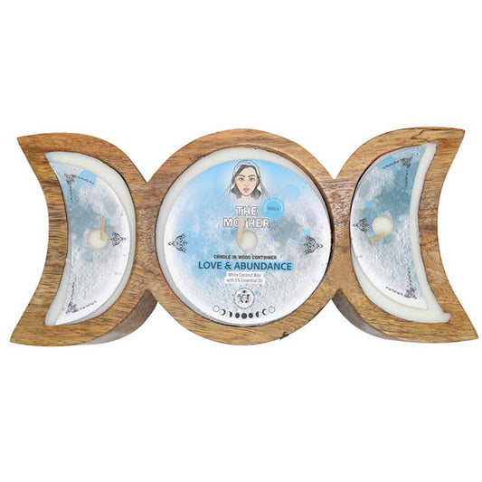 Mother (Love & Abundance) Triple Moon Candle in Wood Container